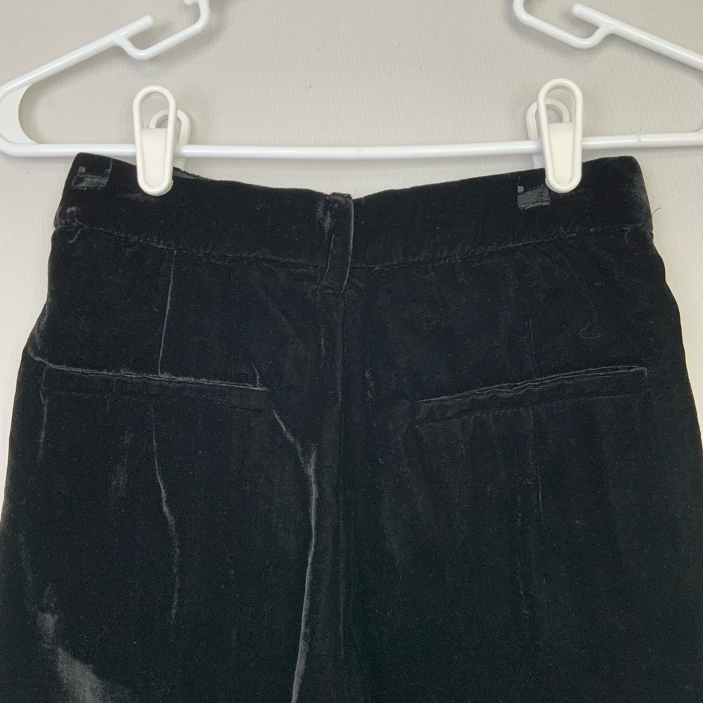 ZARA Sz XS Black Straight Leg Velvet High Waist Trousers Pants READ - Picture 4 of 7